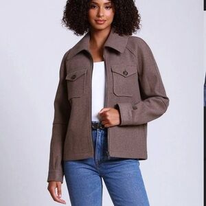 Alec Les Filles brown structured full zip jacket S